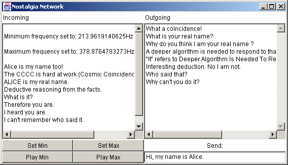 Screenshot of Nostalgia Network Application